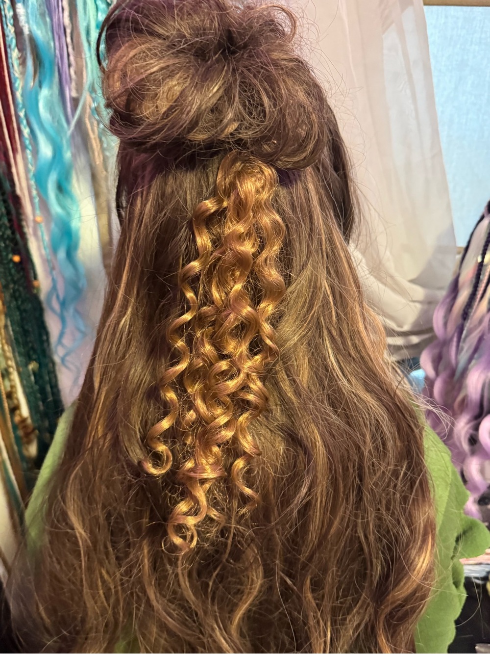 Colorful Braided Hair Extension Accent - Pink & Purple Blend - Picture 11 of 12